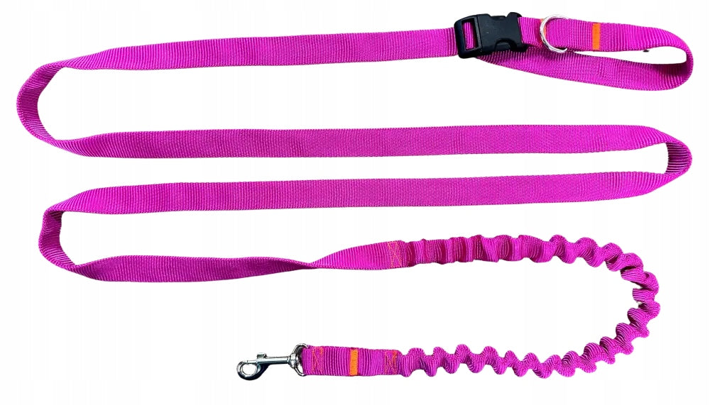 Dog leash SHOCK ABSORBER HandsFree FUCHSIA Long Running 380cm Product PL