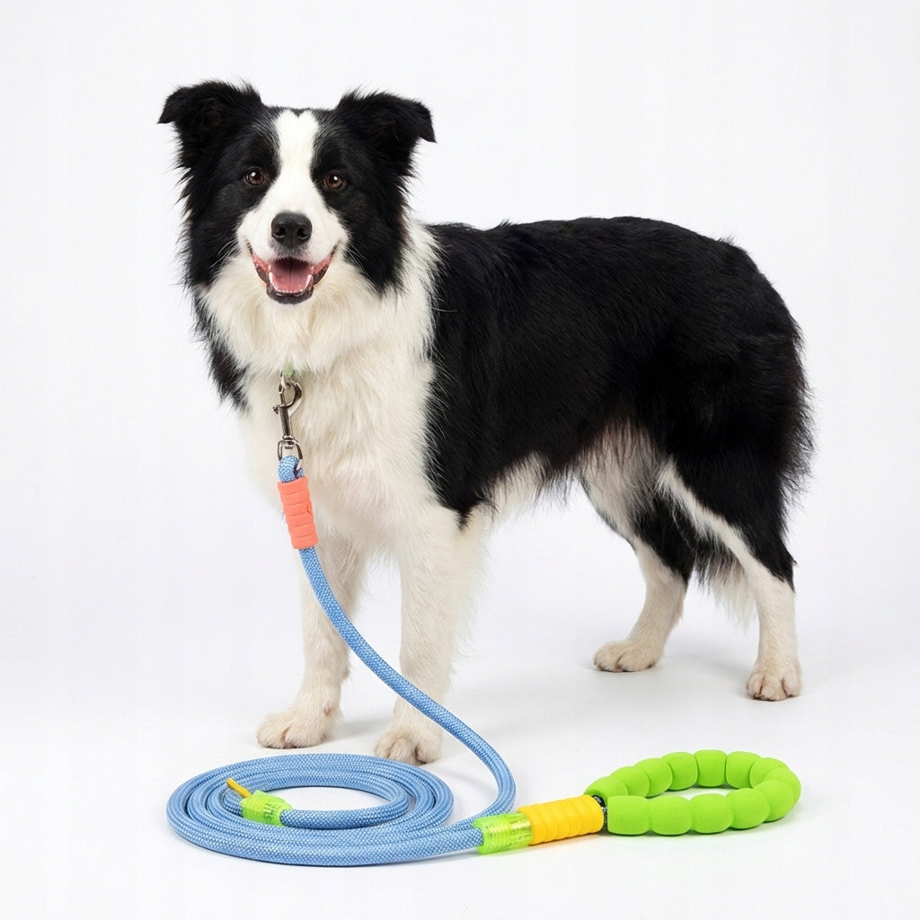 Dog leash clip-on for running soft handle hands-free blue Packaging status original