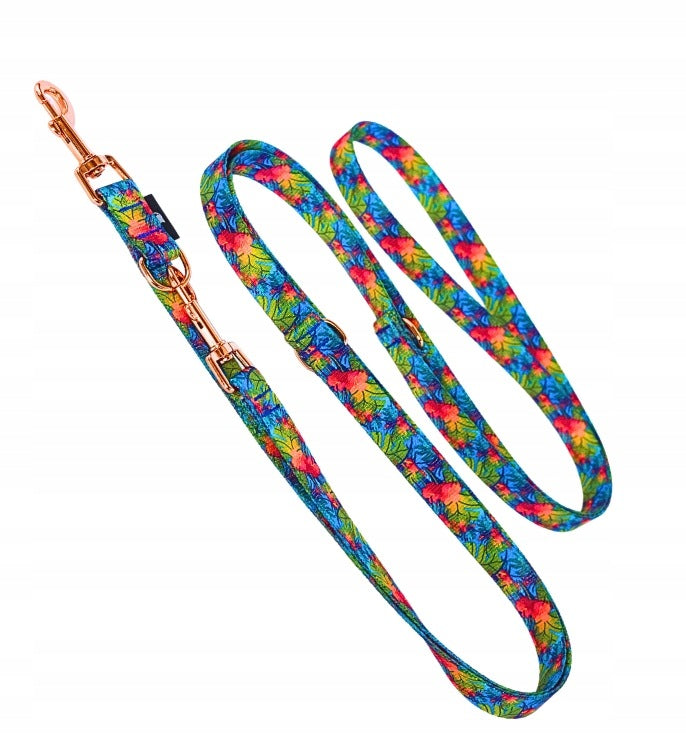 Dog leash, rose gold, tropics - Drapula