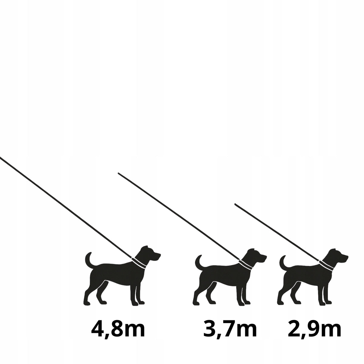 Dog leash strong training tape clip-on adjustable black 5m Manufacturer code M016