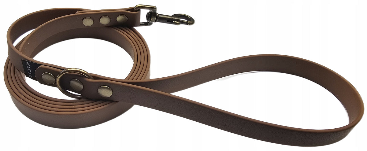 Dog leash training waterproof dark brown leather appearance 2m