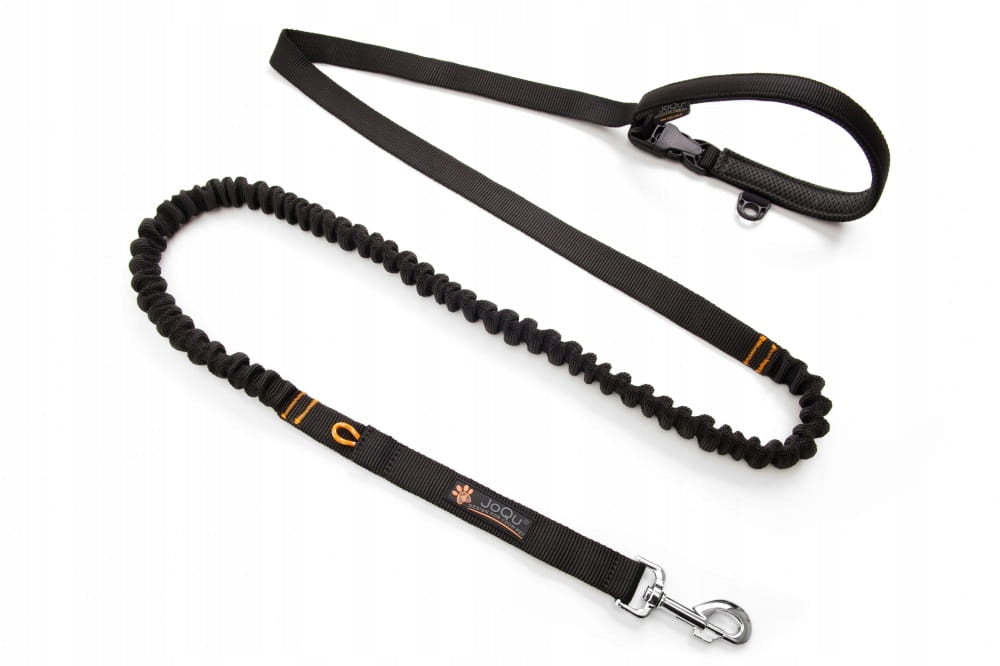 Dog leash with shock absorber JoQu Two Runners Leash black
