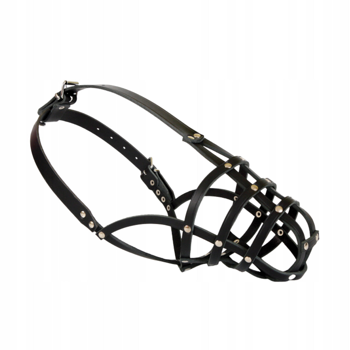 Dog muzzle, DINGO LEATHER RIVETED NO. 15 (circumference 26cm) BOXER SMALL Brand Dingo