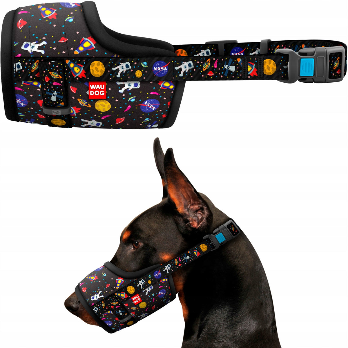 Dog muzzle WAUDOG Nylon, NASA design, size L, 25-34 cm