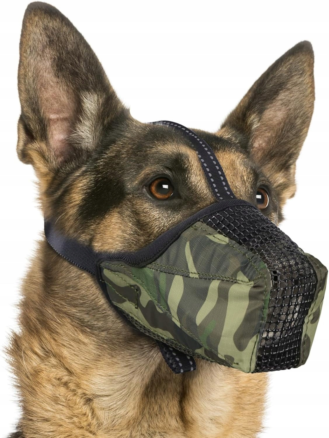 Dog muzzle adjustable mesh breathable camouflage L