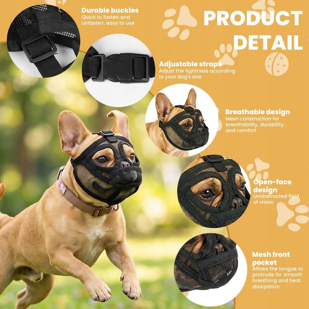 Dog muzzle adjustable with short muzzle size L black Manufacturer code B0GR8KGVFT