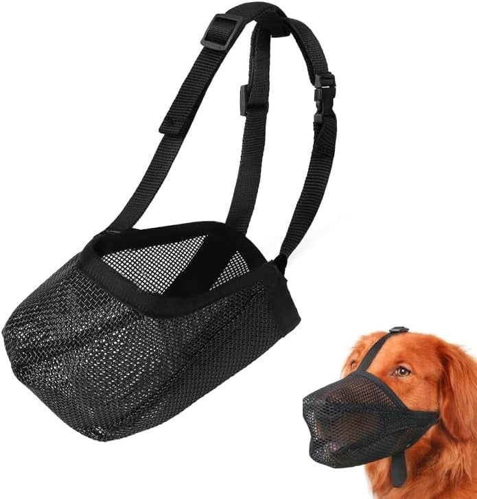 Dog muzzle – black mesh, adjustable muzzle for medium dogs XL