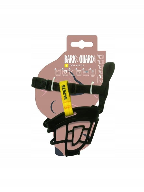 Dog muzzle guard black and yellow S M-PETS shoulder