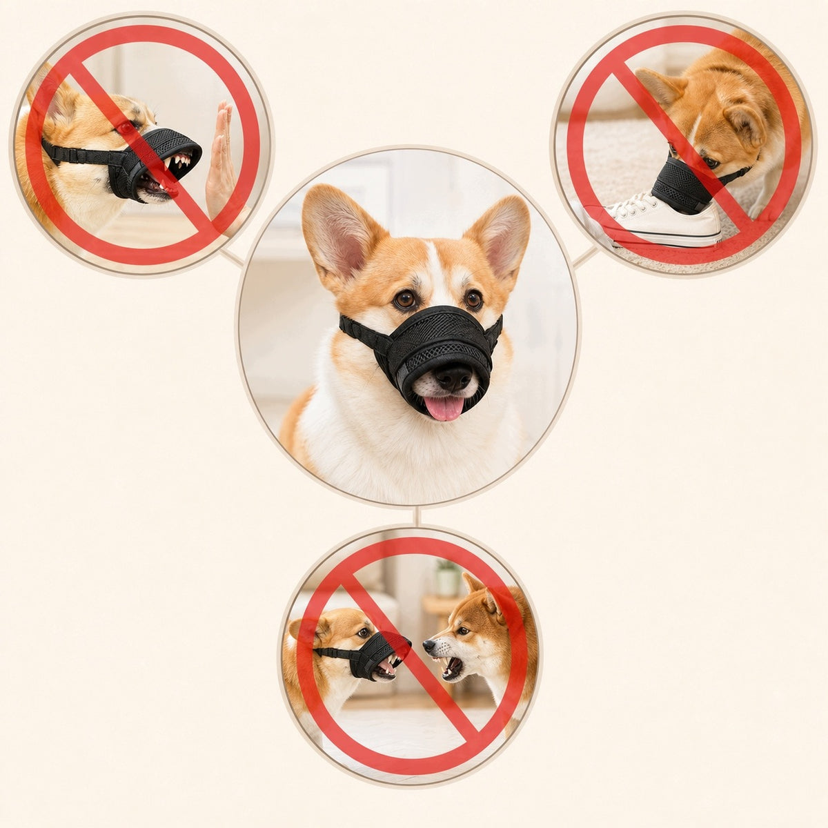 Dog muzzle material adjustable breathable soft M Manufacturer code 8594228321945