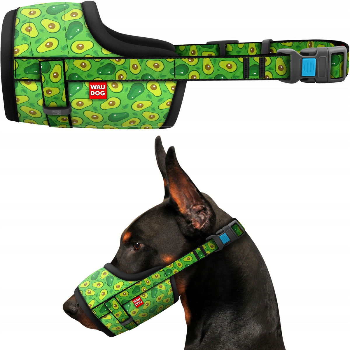 Dog muzzle nylon Avocado pattern, durable, strong and reliable, M