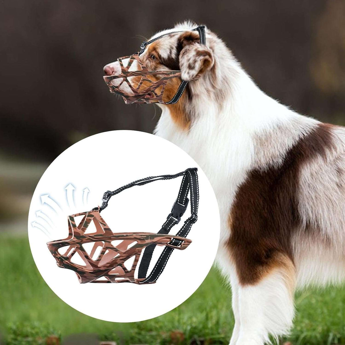 Dog muzzle physiological flexible silicone light brown camo r. L Manufacturer code x