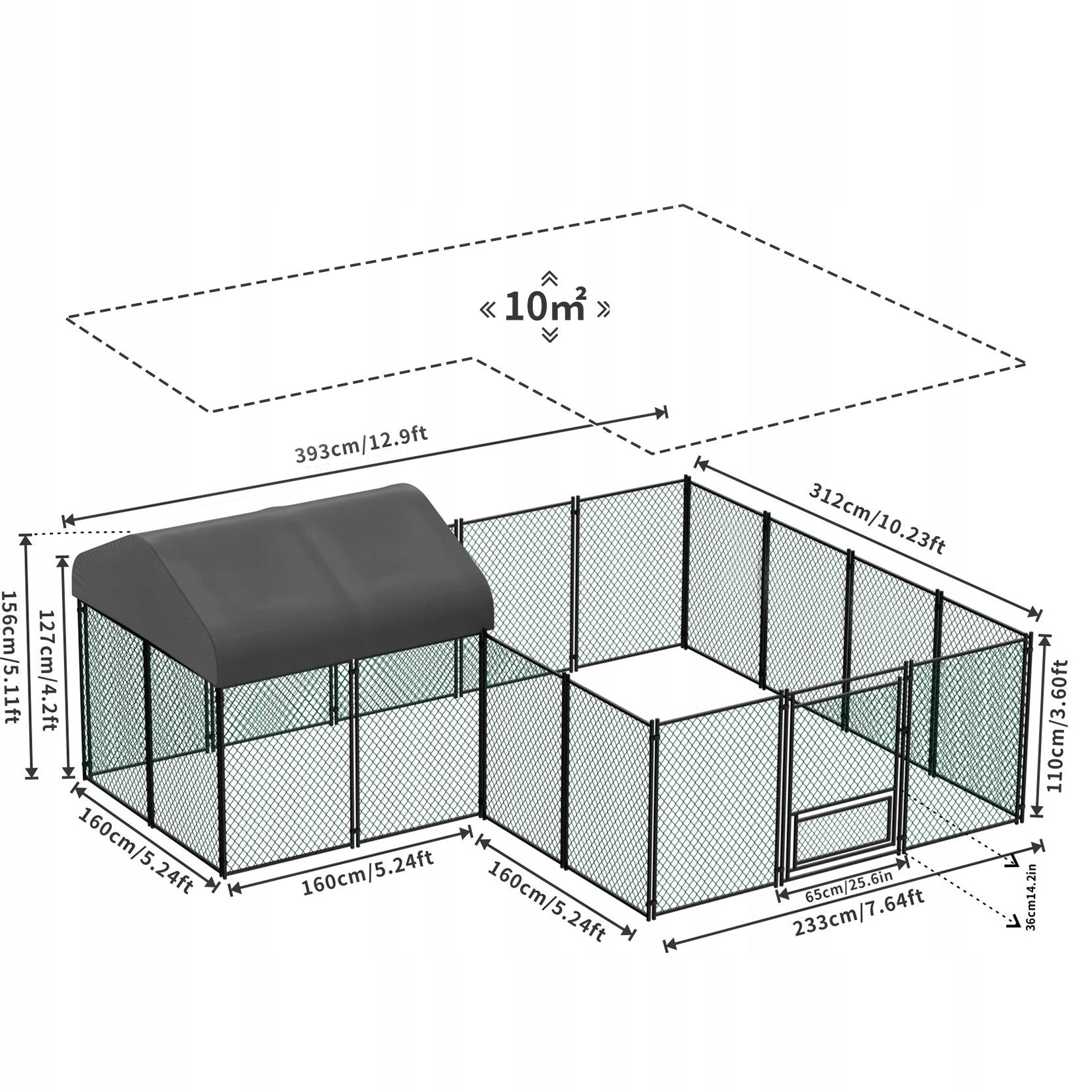 Dog playpen 4x3m galvanized tube WHOLE Poland Product height 110 cm