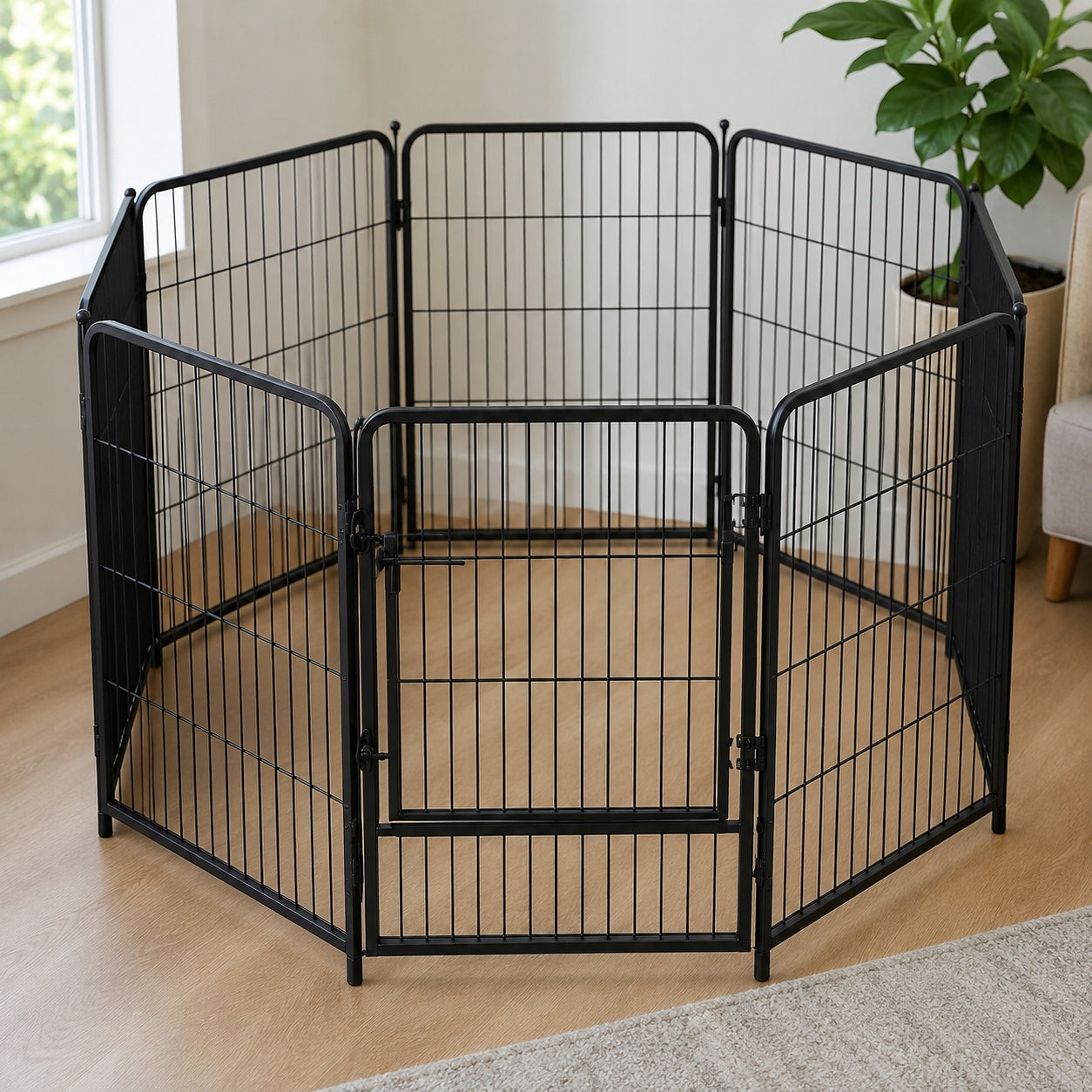 Dog playpen 8 metal panels catwalk black Manufacturer code 3746