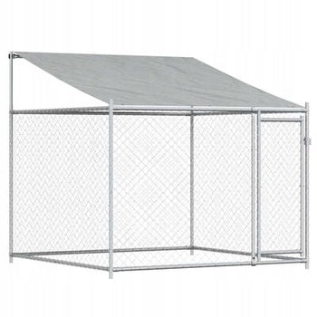 Dog playpen with roof and door galvanized steel 2x2x2 m