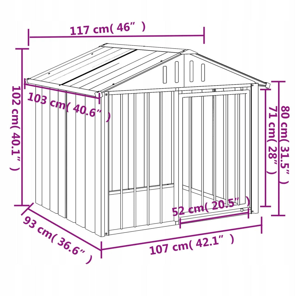 Dog playpen with roof and doors, galvanized steel, 117x103x102 cm Kind playpen