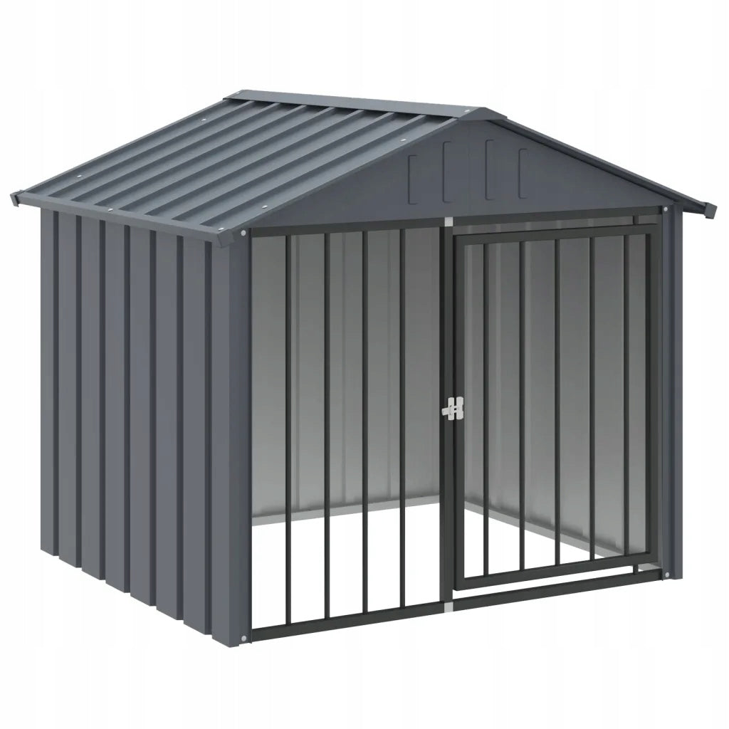 Dog playpen with roof and doors, galvanized steel, 117x103x102 cm