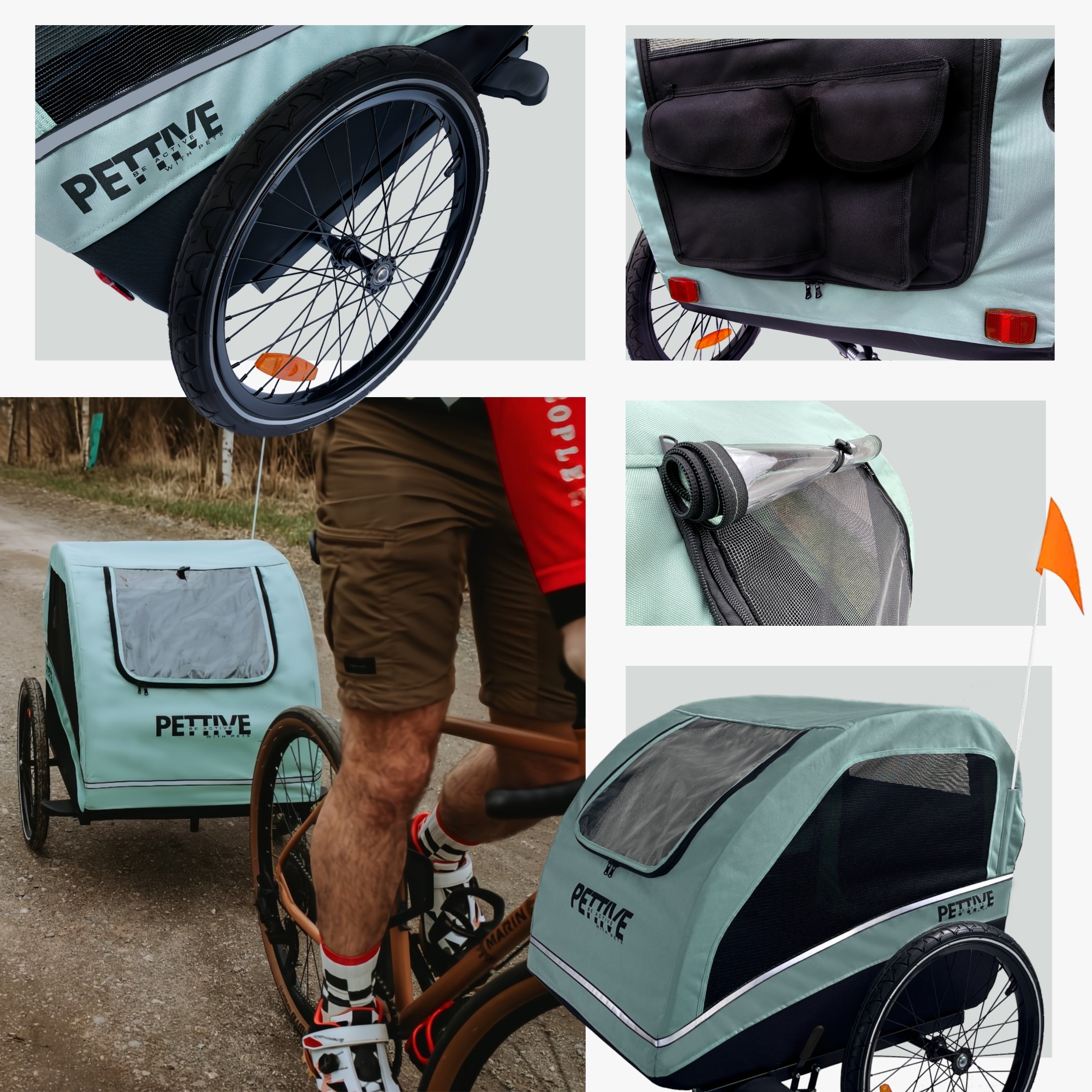 Dog trailer up to 40 kg, PETRIVE cat bicycle trailer EU standard Product height 81 cm