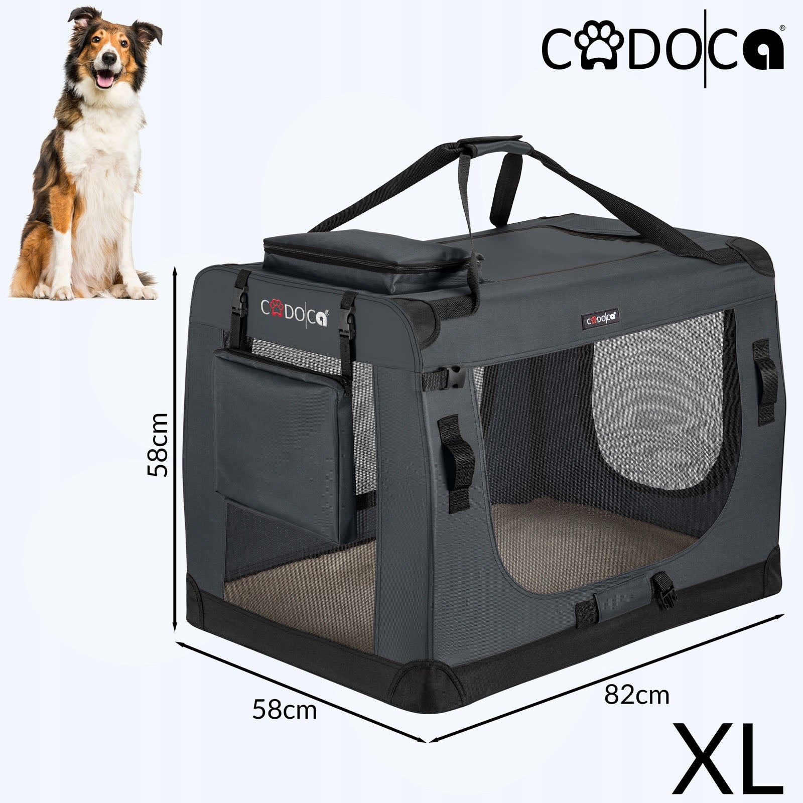Dog transporter Cadoca anthracite XL 82 cm x 58 cm 58 cm Brand Cadoca