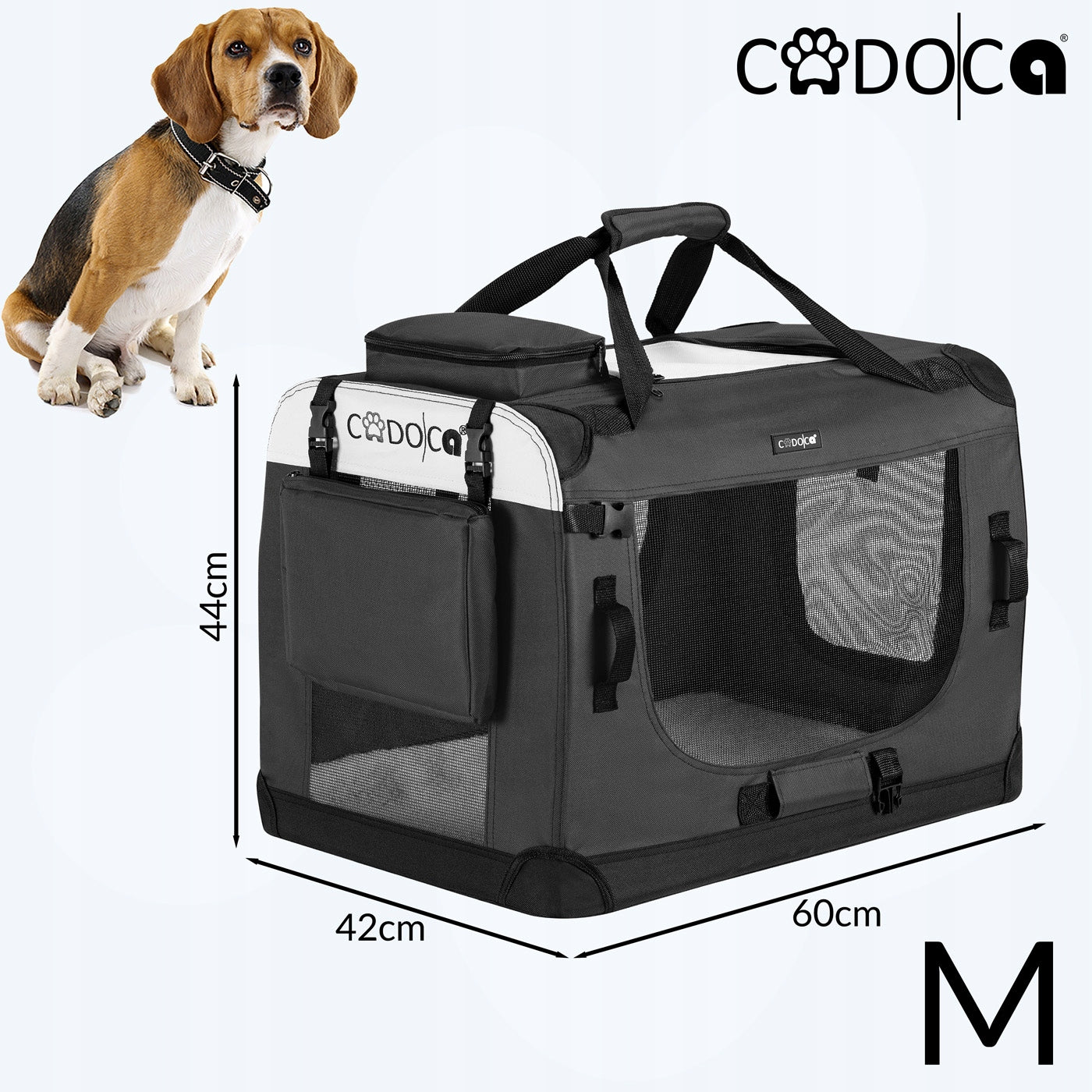 Dog transporter Cadoca grey M 60 cm x 42 cm 44 cm Manufacturer code 109435