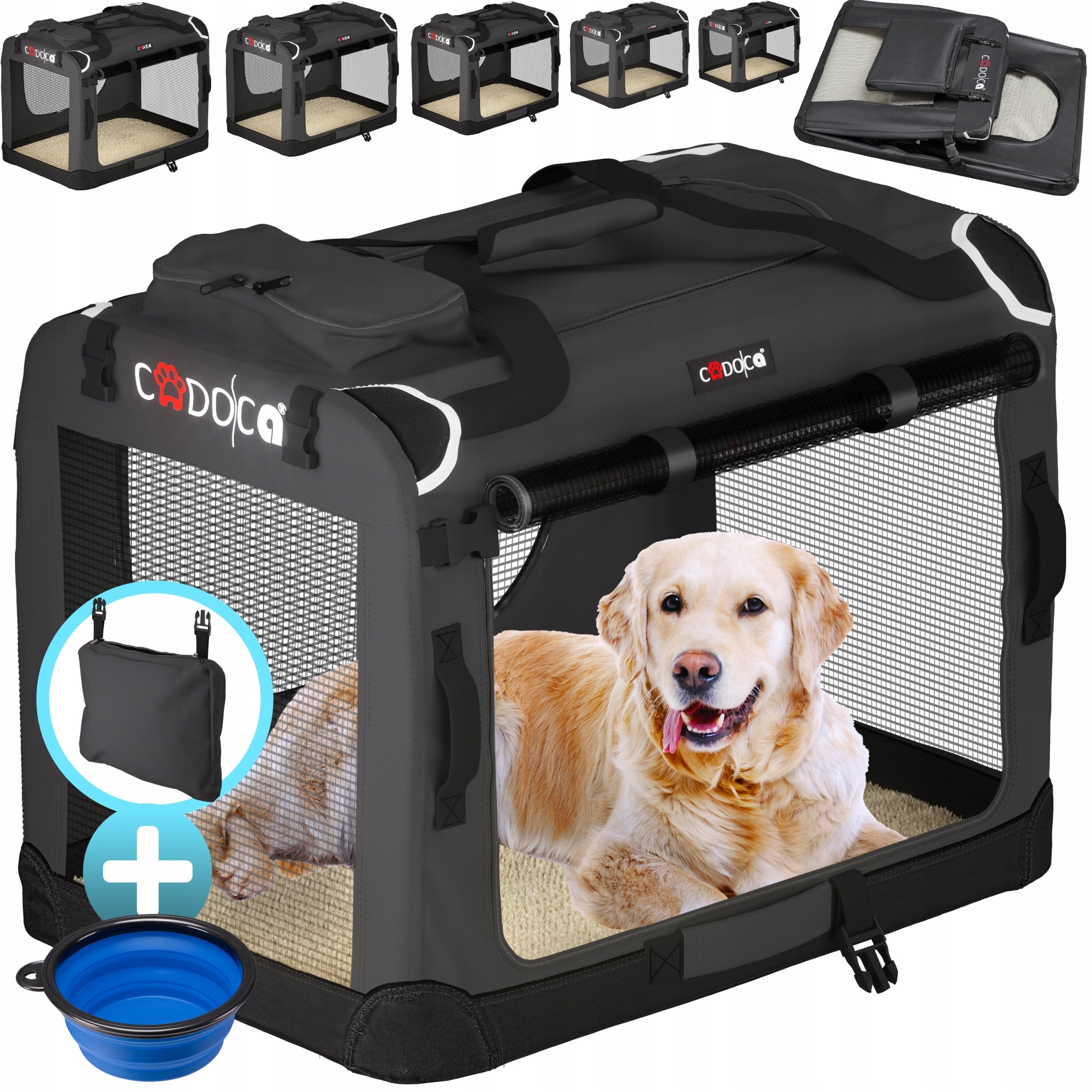 Dog transporter Cadoca grey M 60 cm x 42 cm 44 cm Product height 44 cm