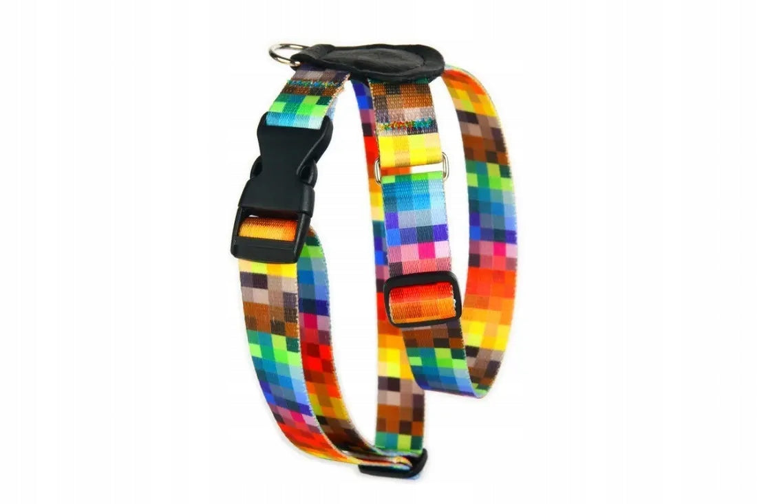 Dog walking harness with leather pixels 10mm 19-35cm Matteo