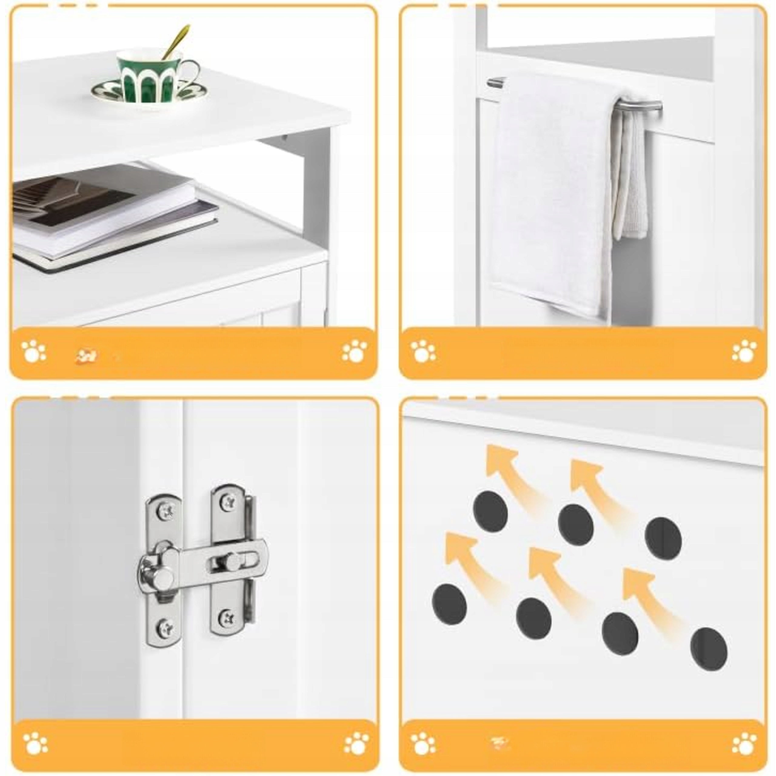 Doghouse Cat Cuvette Cabinet 52×49×64,5 cm White Indoor Cuvette With Shelf Brand Yaheetech