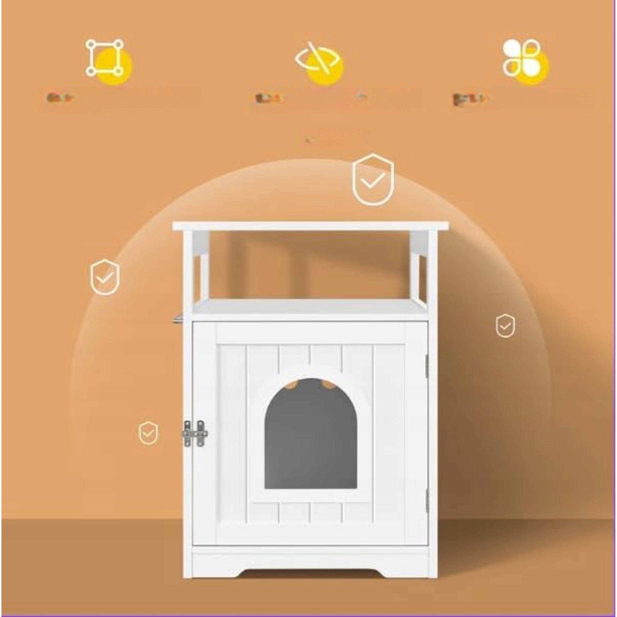 Doghouse Cat Cuvette Cabinet 52×49×64,5 cm White Indoor Cuvette With Shelf Kind cat house