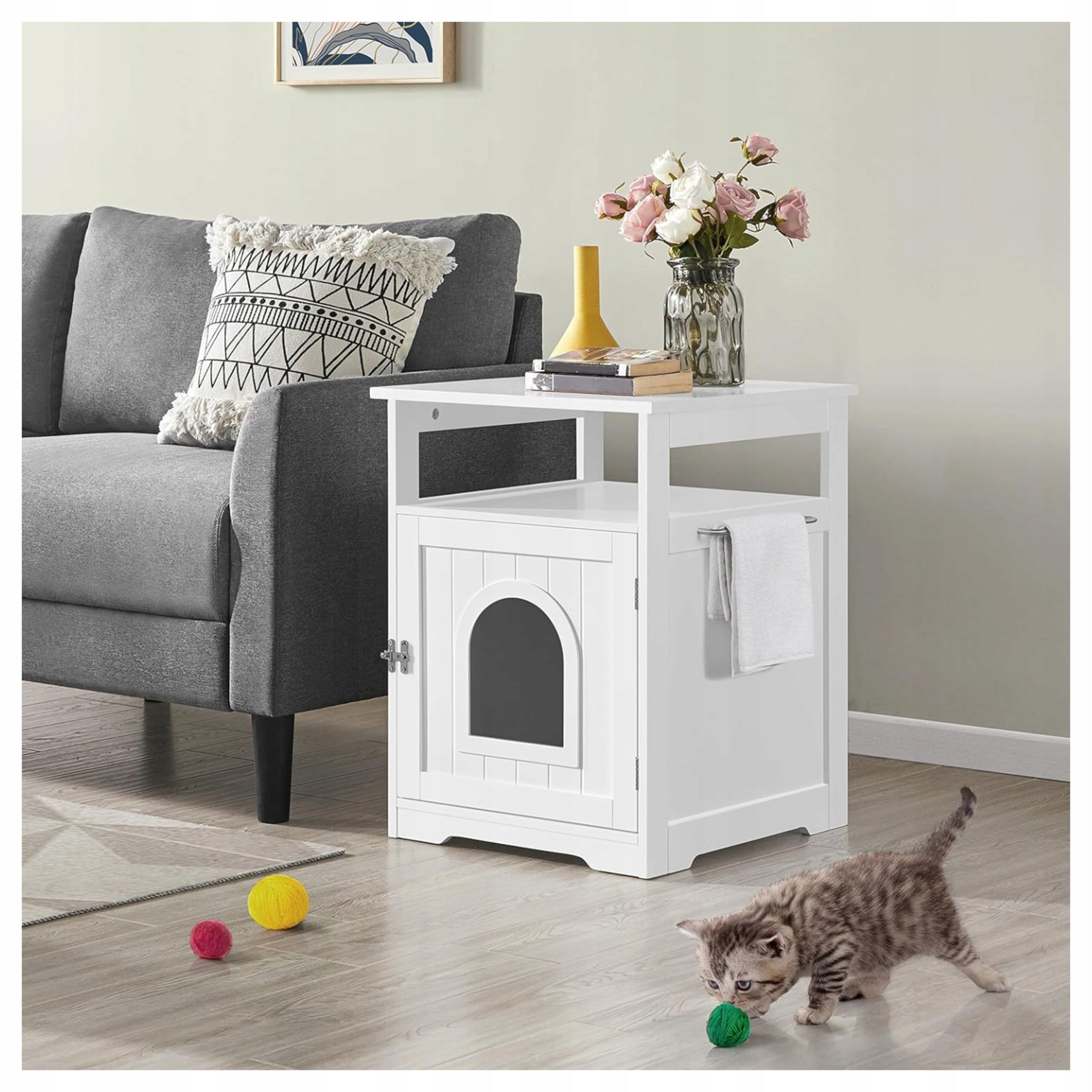 Doghouse Cat Cuvette Cabinet 52×49×64,5 cm White Indoor Cuvette With Shelf Packaging status original