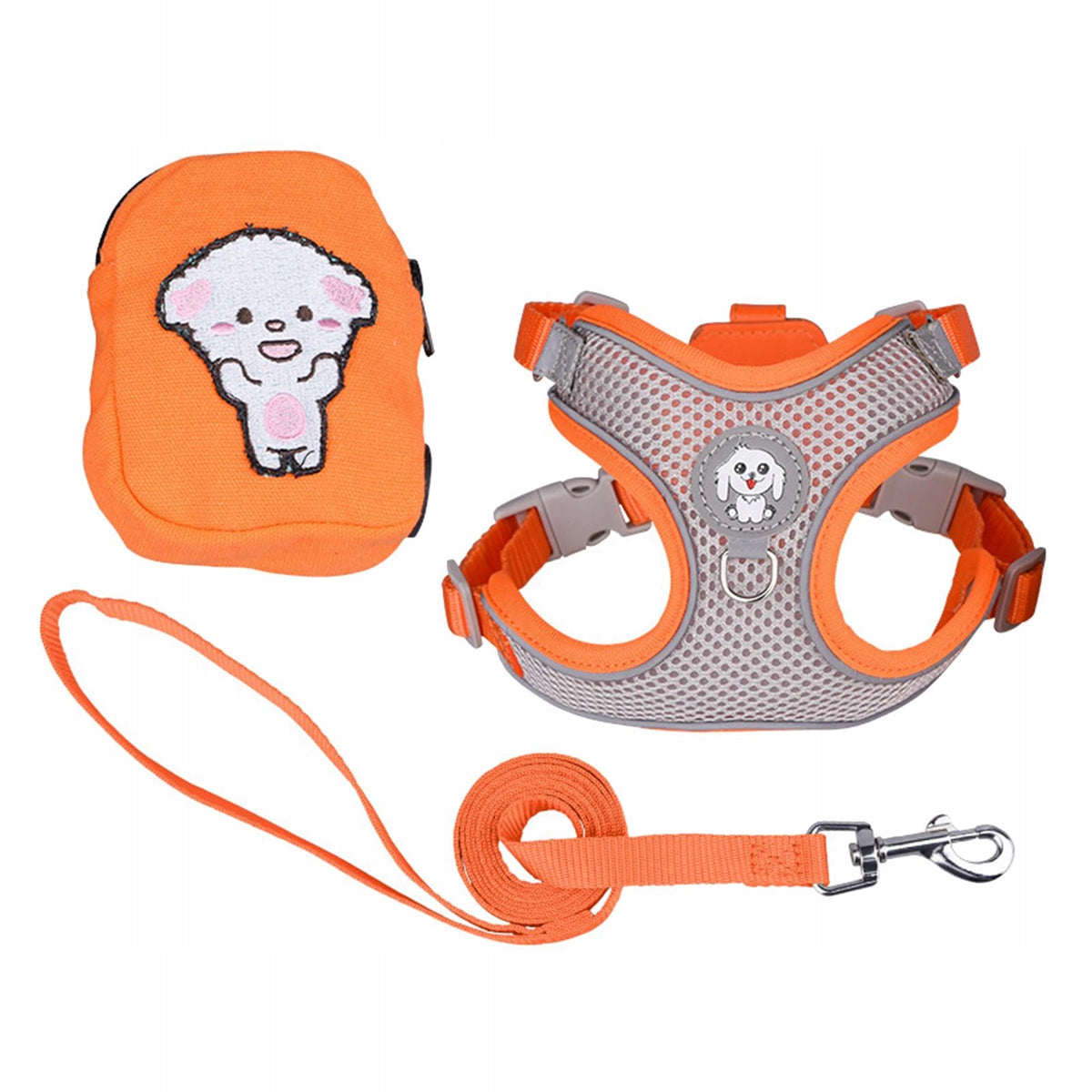 Dogs Harness and Leash Set Collar Soft Mesh Vest Spring and Orange Medium Brand no brand