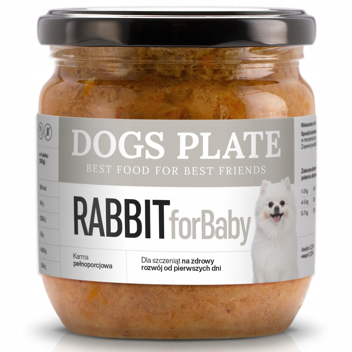 Dogs Plate for baby food for puppies Rabbit 360g