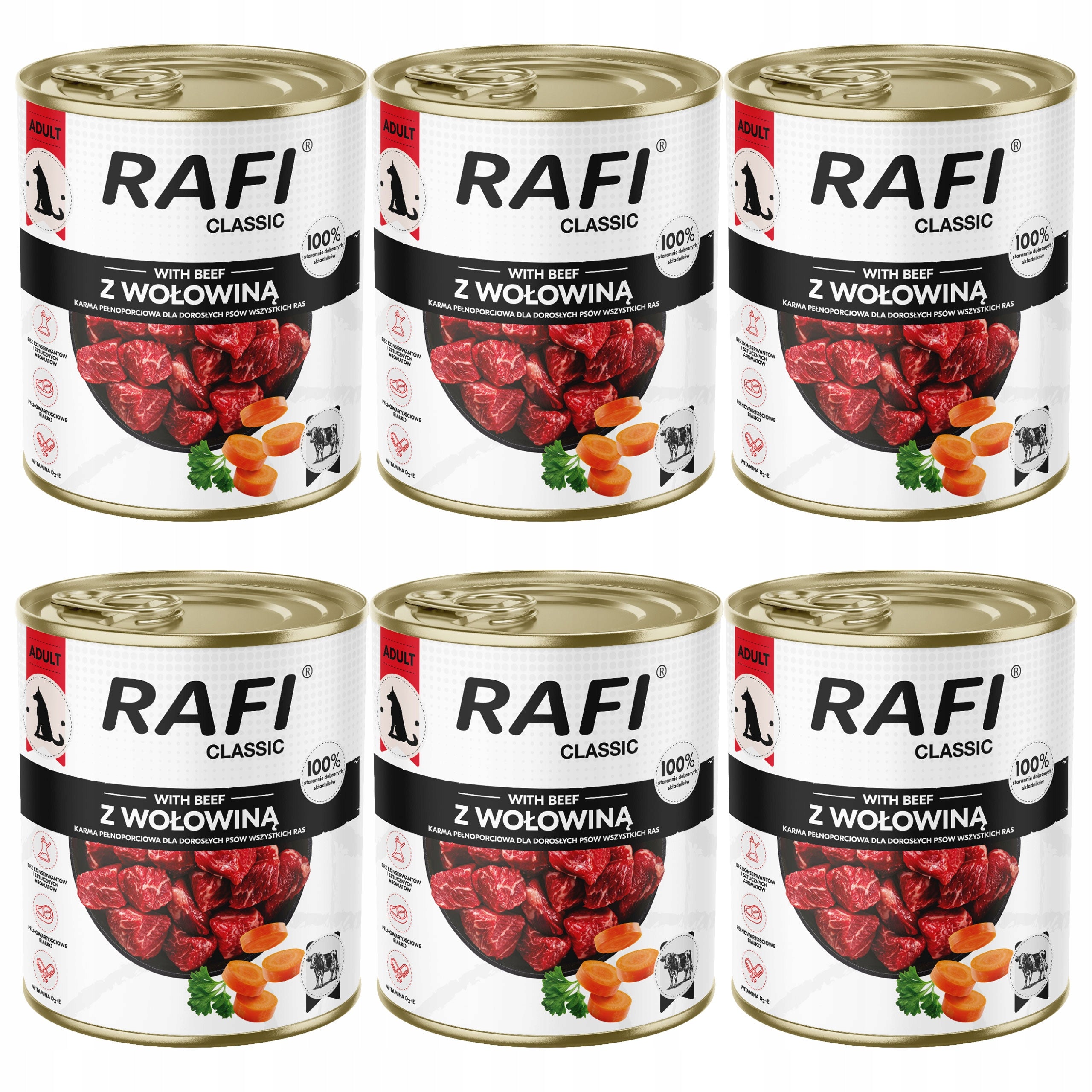 Dolina Noteci Rafi Classic wet dog food Beef 6 x 800g
