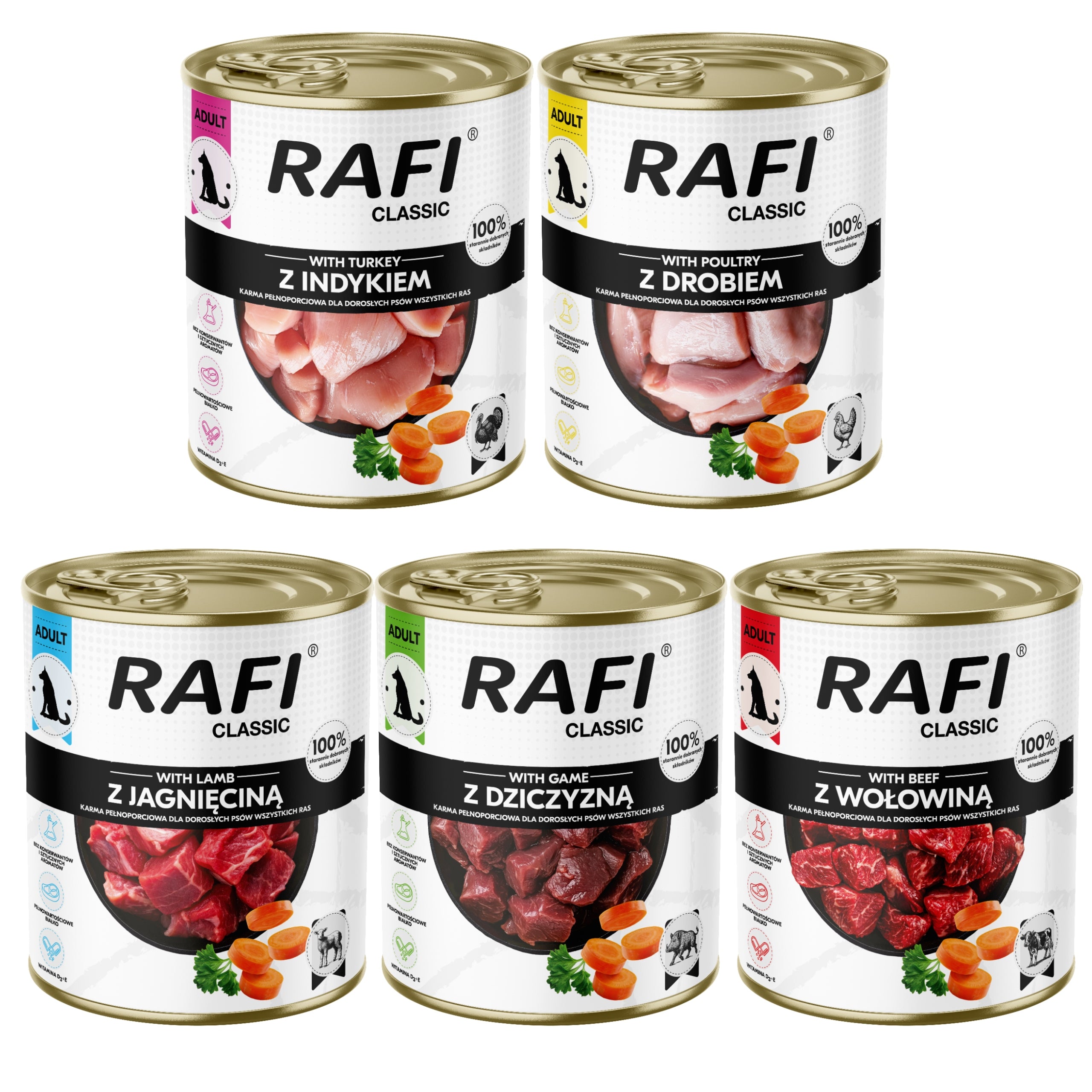 Dolina Noteci Rafi Classic wet food for dogs mix of flavours 5 x 800g