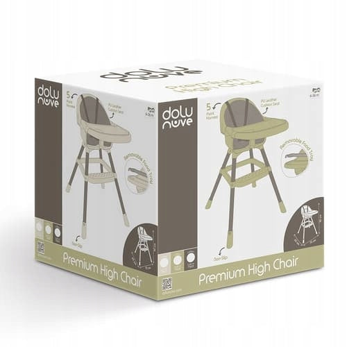 Dolu Premium dětská jídelní židlička s polstrováním a tácem, béžová Color green