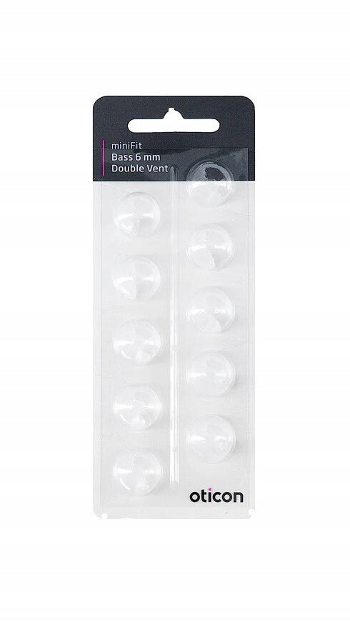 Domes OTICON miniFit Bass 6mm Double Vent 10pcs for Hearing Aids