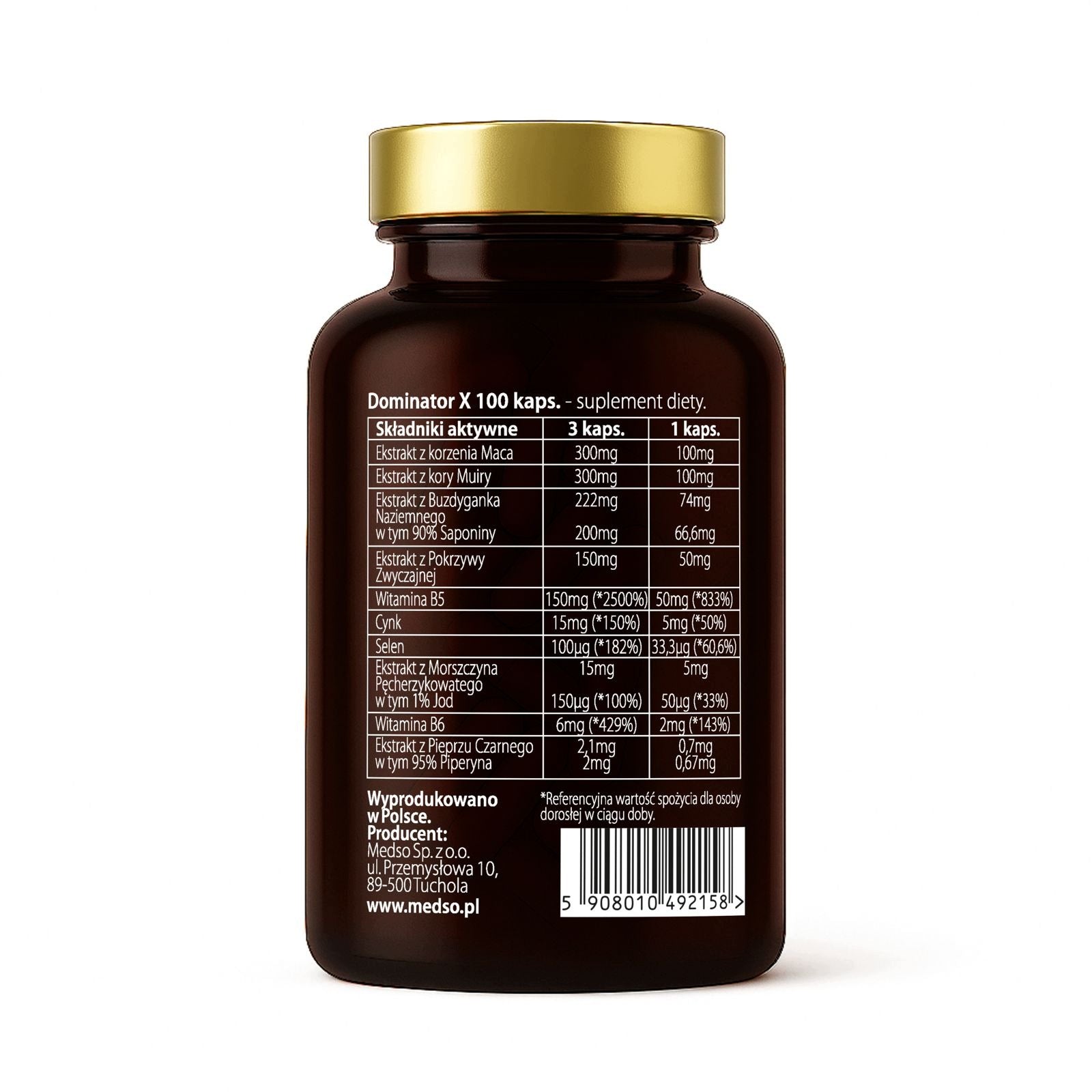 Dominator X Testosterone Libido Fertility Tribulus Booster medso 100caps. Expiration date at least 1 year from the date of purchase