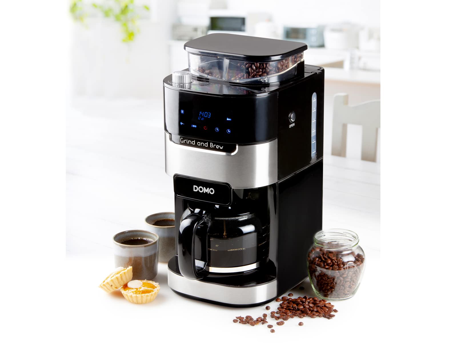 Domo DO721K Overflow coffee maker 1,5L 12 cups with grinder Brand Domo