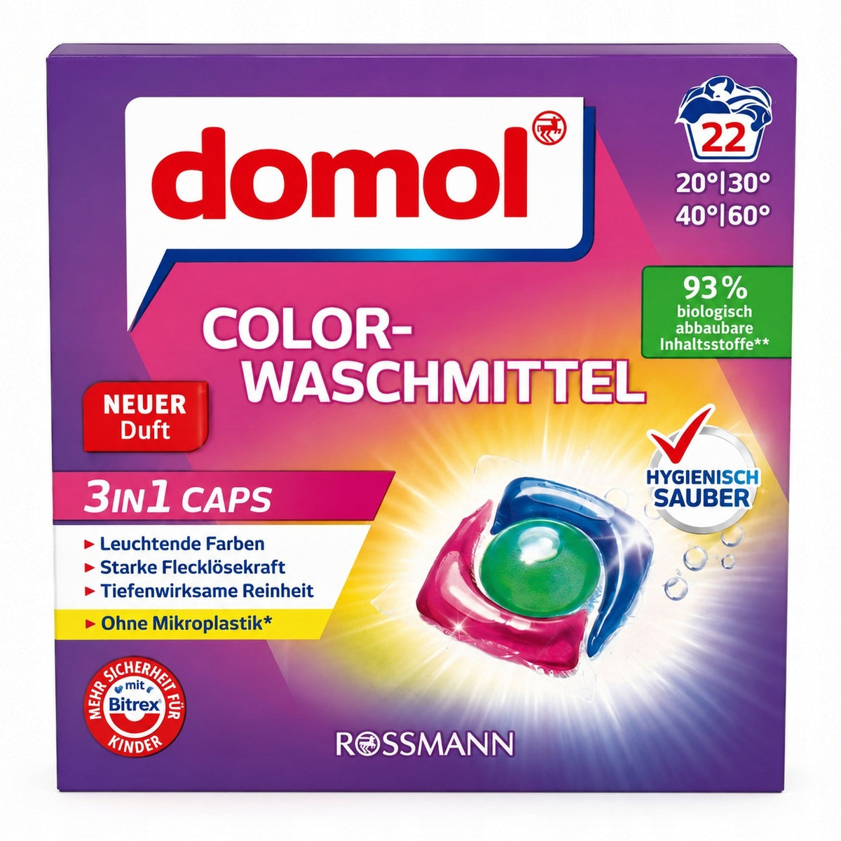 Domol Color Washing Capsules 3in1 22 Pcs Color Active German