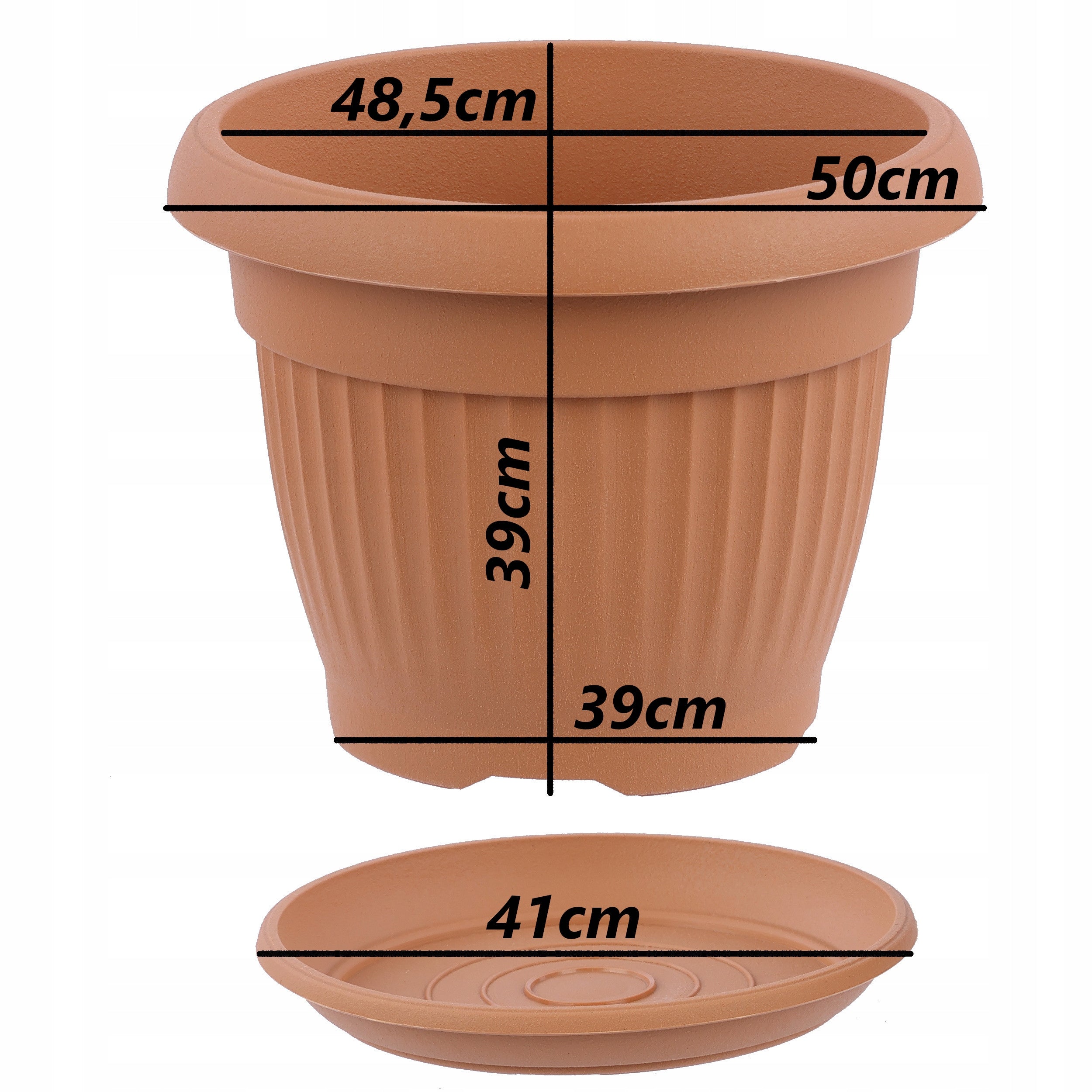 Topf mit Teller, 50 cm 