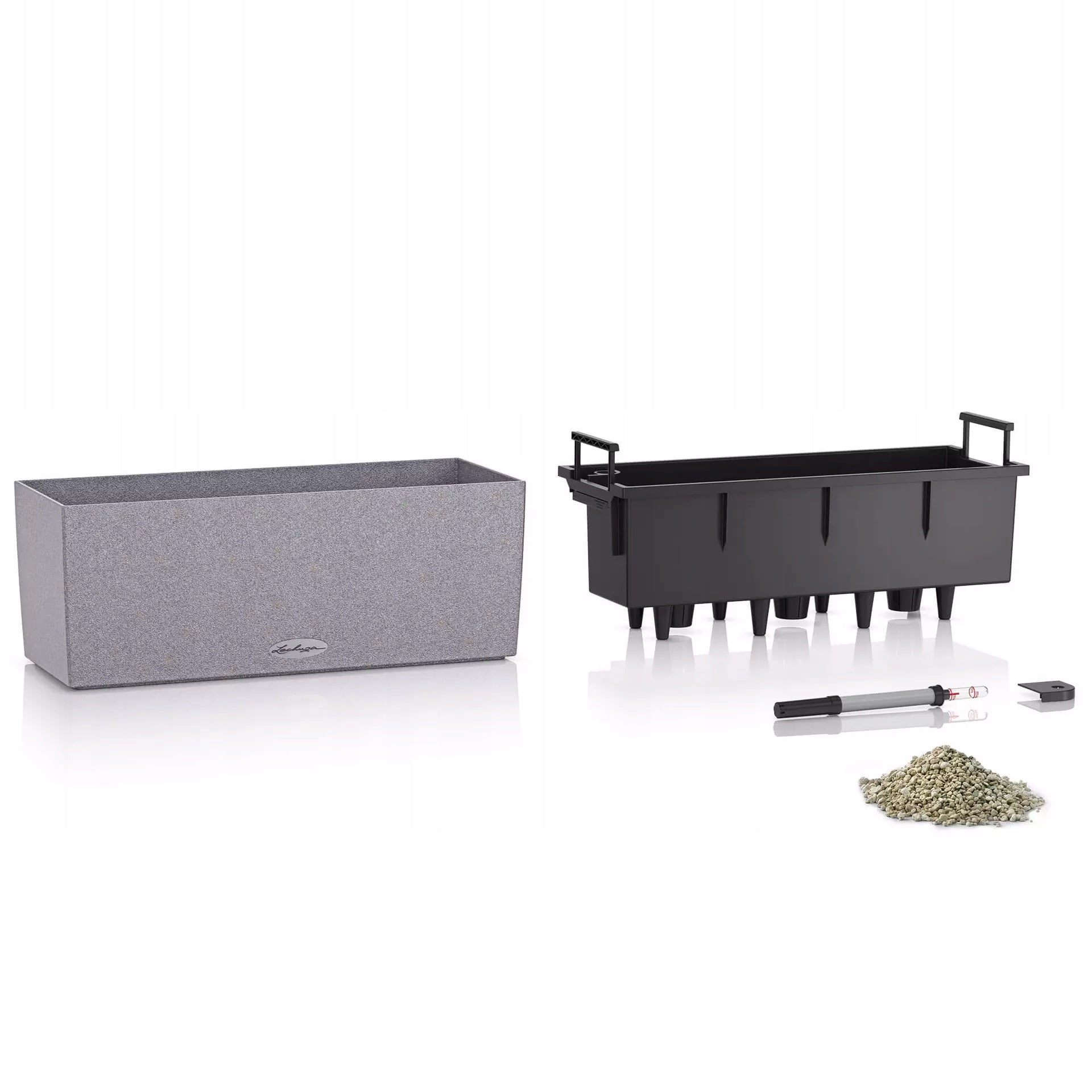 LECHUZA Lovelis BALCONERA Stone 50 ALL-IN-ONE, graue Farbe 