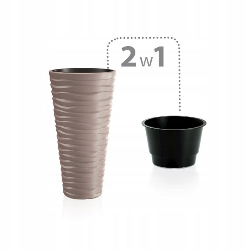 Blumentopf SAND SLIM + Einsatz Anthrazit 34,9 cm 