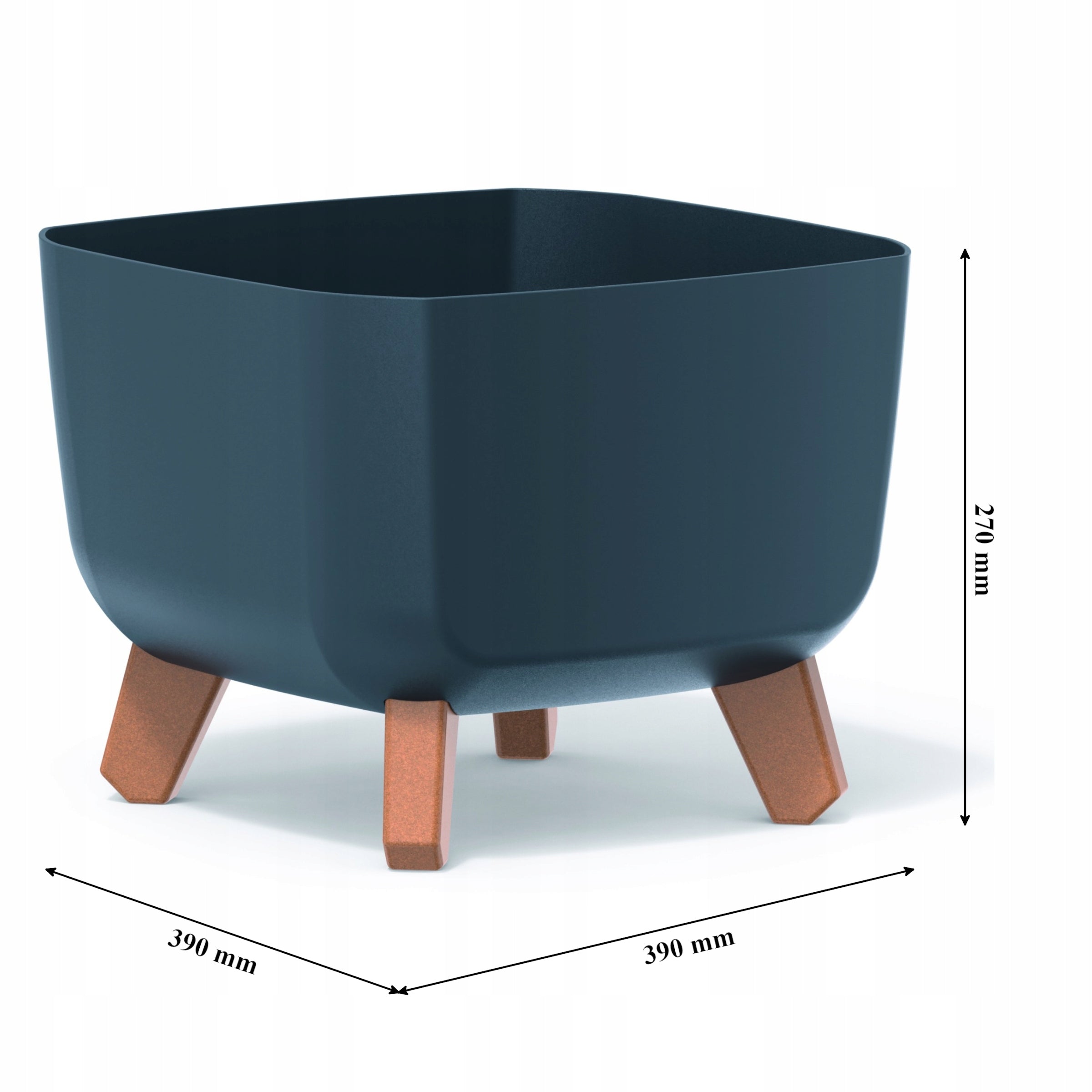 Quadratischer Topf mit Beinen 27 cm 