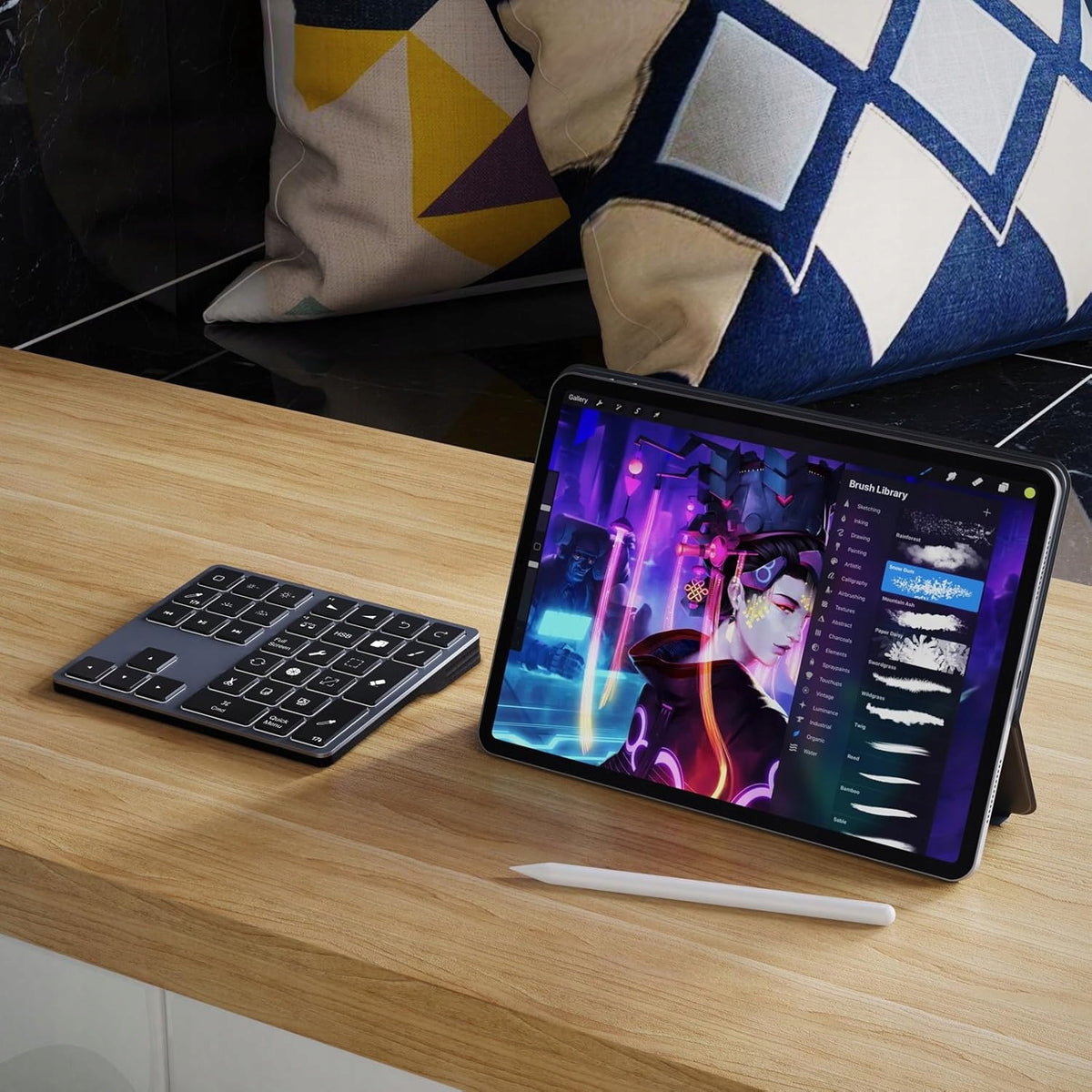 Doohoeek Bluetooth LED Wireless Keyboard for iPad Procreate Grey Manufacturer no brand