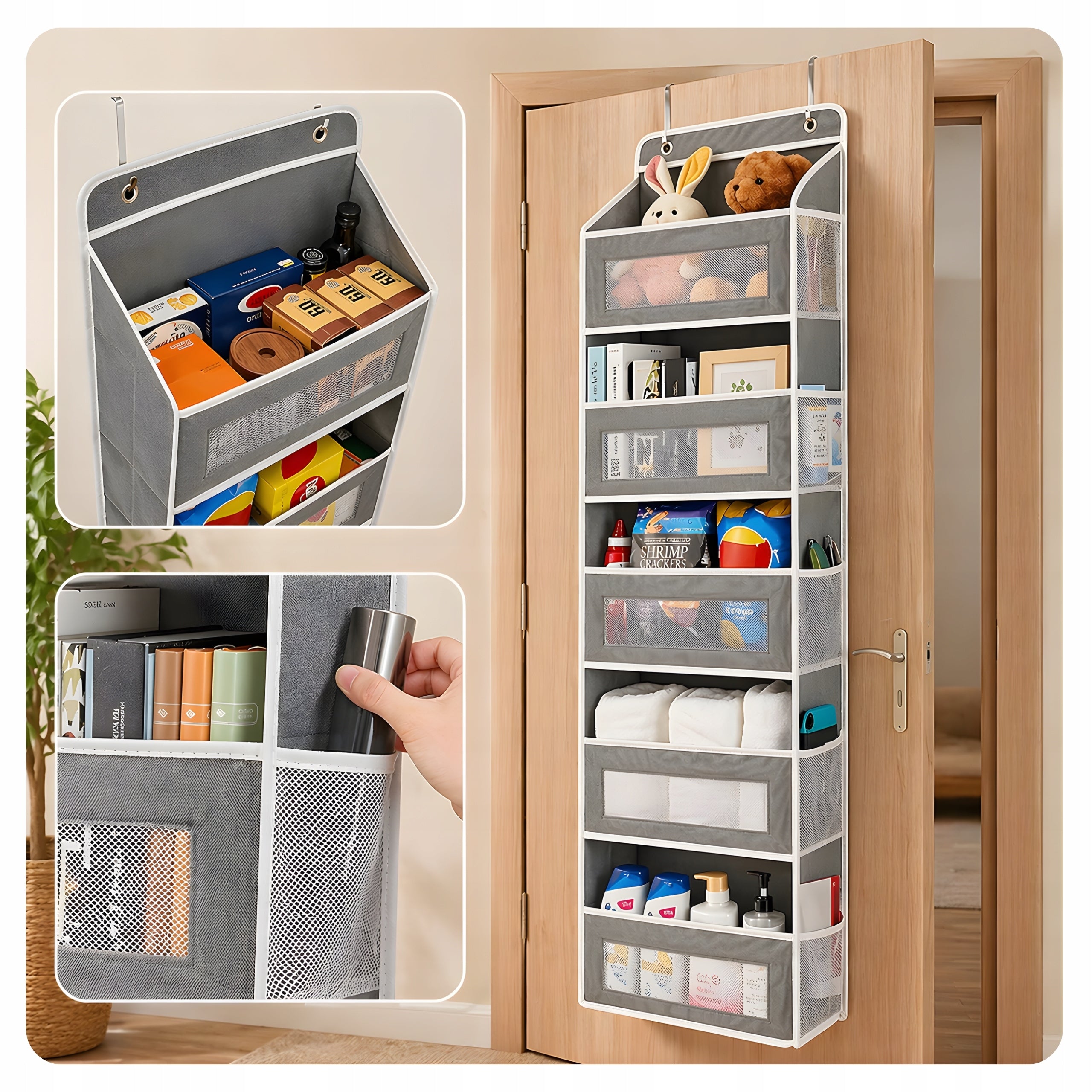 Door Hanging Organizer Toy Cabinet Rack Clothes 5 Shelves Grey Manufacturer code Organizer Regał Wiszący Na Drzwi do Szafy