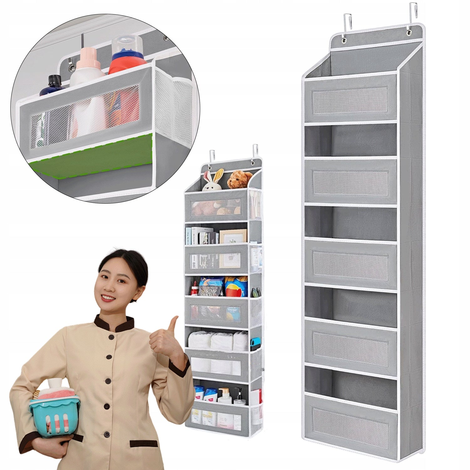 Door Organizer Large Capacity Waterproof Camper Bathroom Grey