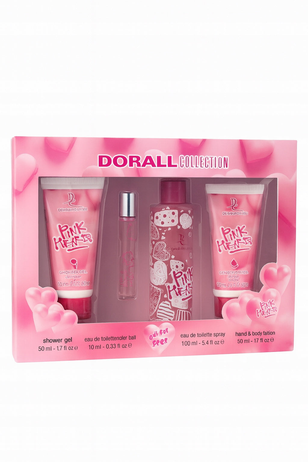 Dorall Collection Pink Hearts Gift Set in Women's Box 4el.