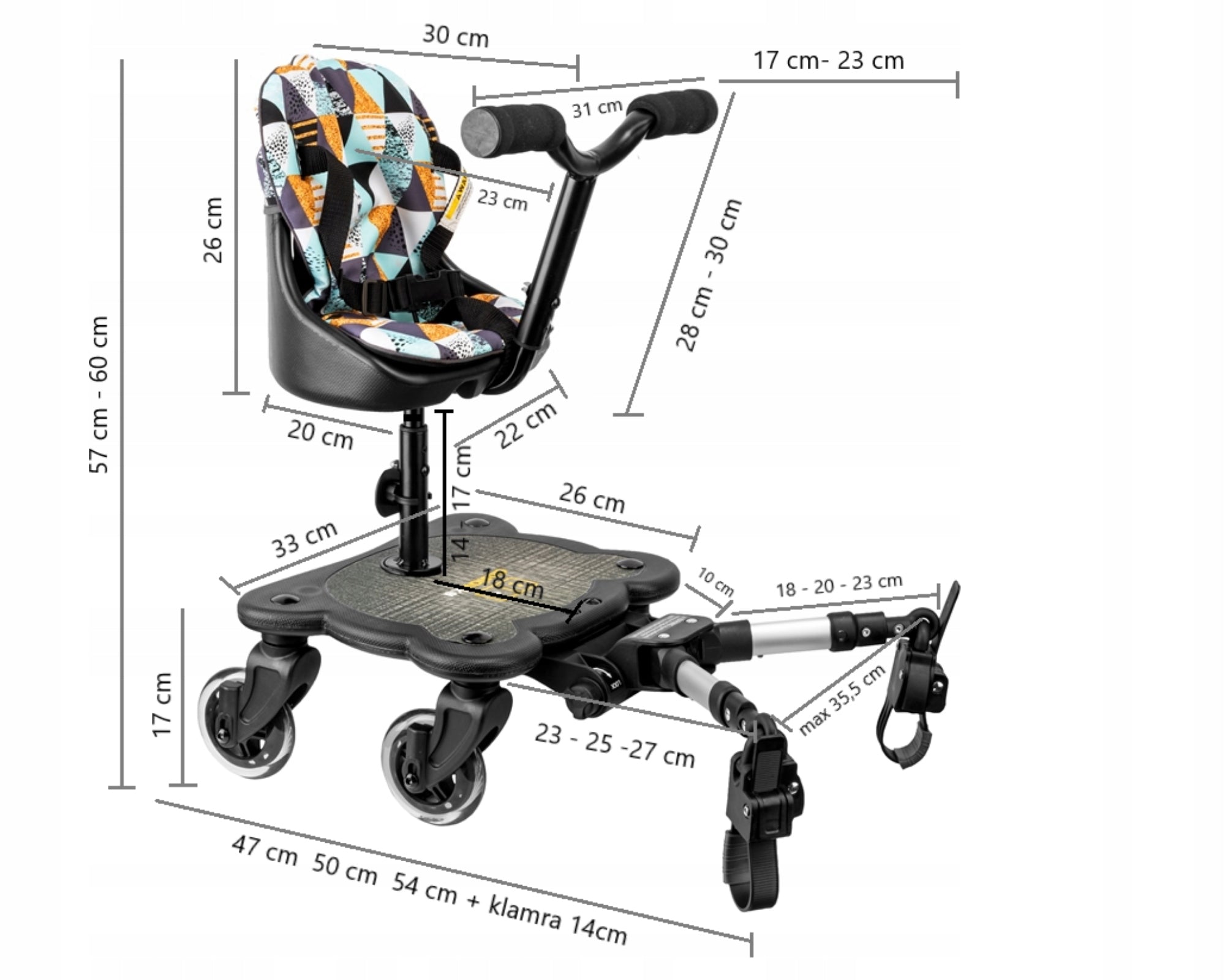 Dostawka to trolley Dostawka COZY 4S RIDER - platform with car seat. Brand Dostawka