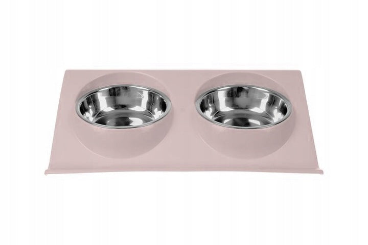 Double Bowl Cat Dog Bowl 2pcs SET with Water Food Stand Manufacturer code Zestaw2Mpink