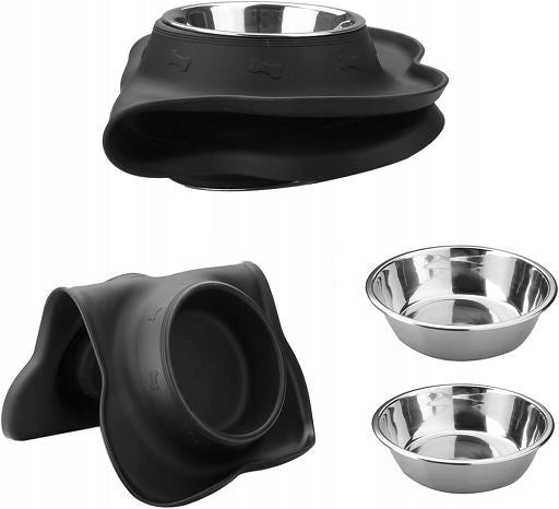 Double Cat Dog Bowl for Eating and Drinking Water Material silicone pad