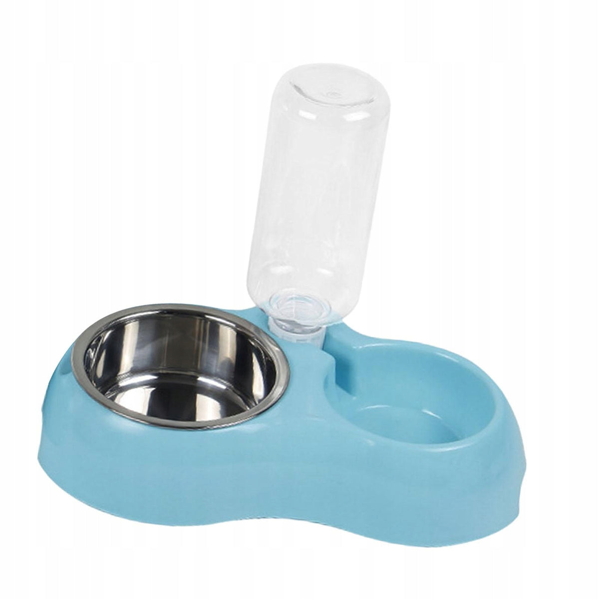 Double Cat Dog Bowls Kitten Rabbit Drinker Dish Pet Water and Food Blue