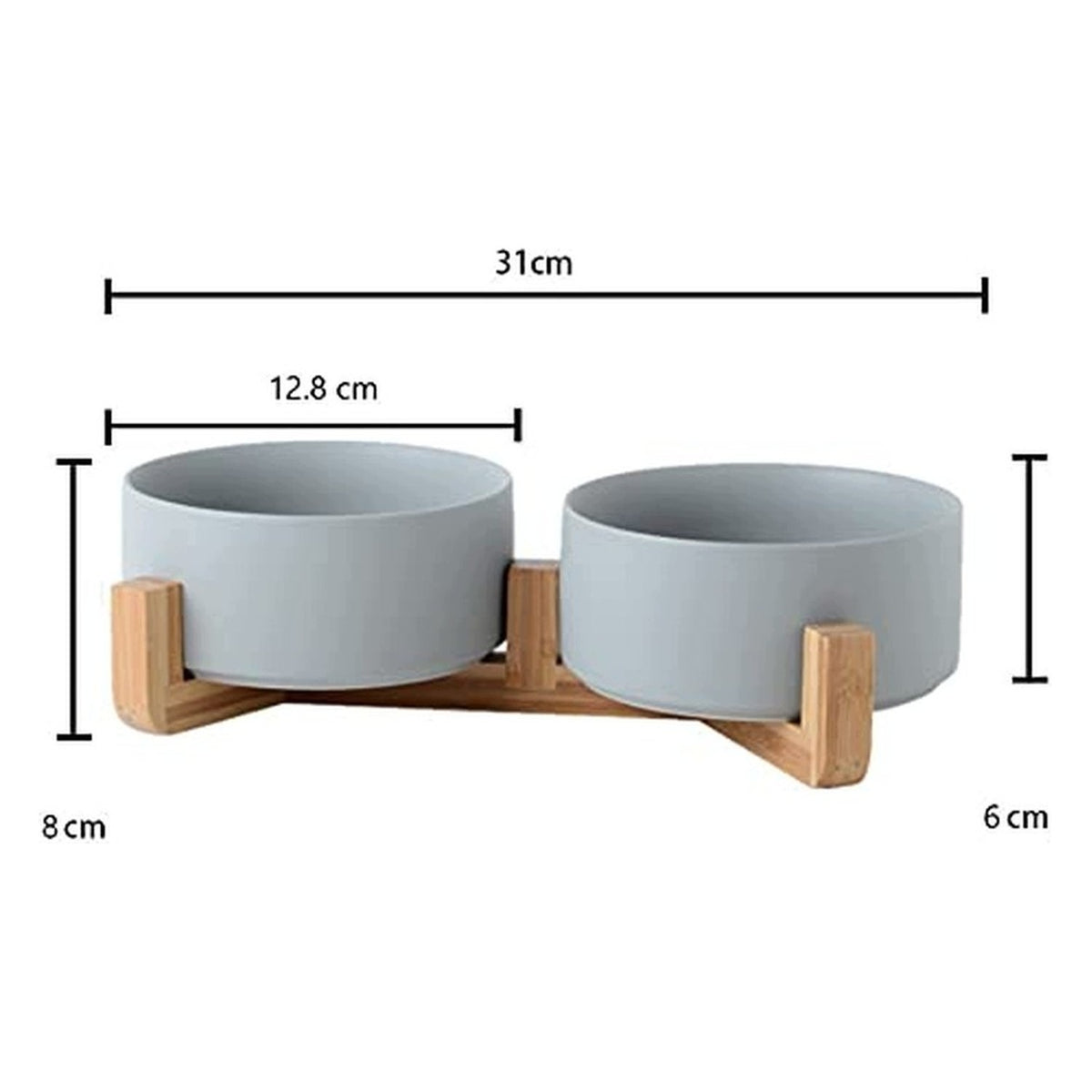 Double Ceramic Bowl for Cats and Small Dogs - Bamboo Stand Manufacturer code B0953TP2YC